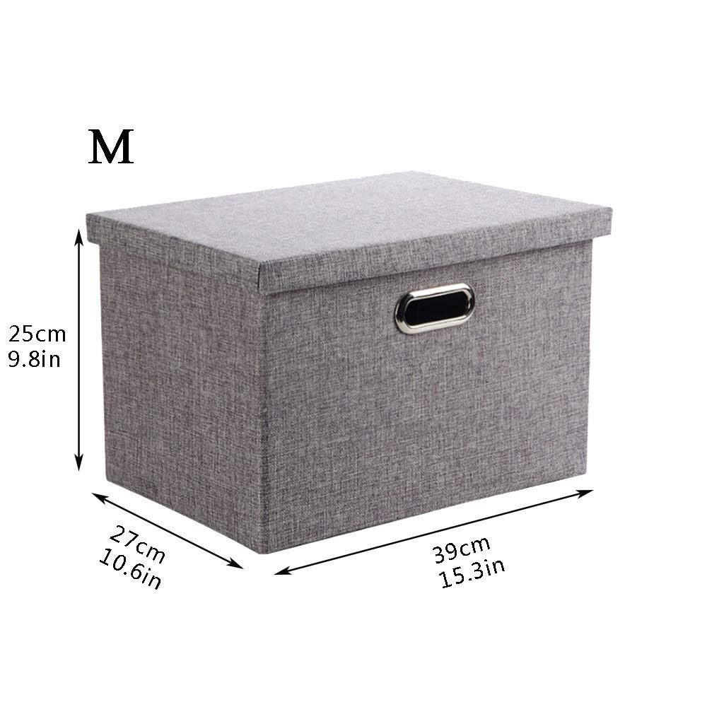 Wintao Storage Boxes with Lids, Collapsible Fabric Storage Baskets for Shelves, Home and Office, Grey, Medium, 39 x 27 x 25 cm, 1 Pack Light Grey - 1 Pack