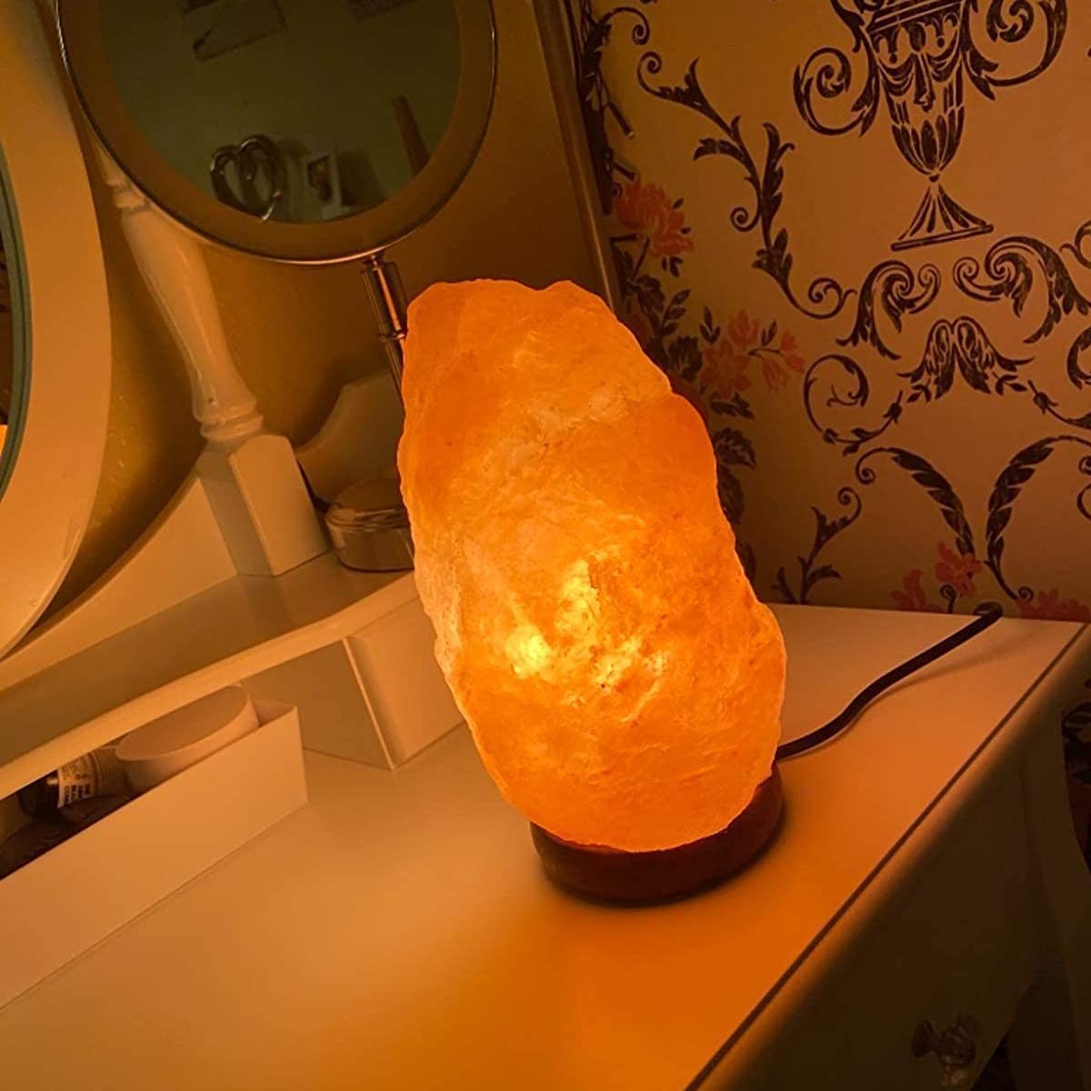 SourceDIY Salt Lamp 7-10 Kg Himalayan Natural Pink Crystal Rock Night Light Bedside Table Lamp for Indoor Bedroom Decor - Comes with Button Control Light Fitting 7-10 KG salt lamp with Button