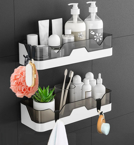 EigPluy Set of 2 Bathroom Shelves, No Drilling Shower Shelf, Wall Mounted Shower Baskets, Adhesive Shower Storage Rack for Bathroom/Kitchen