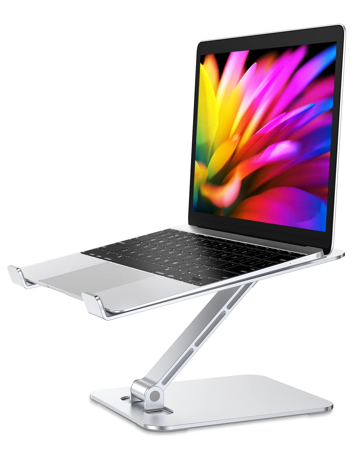 Babacom Laptop Stand Lap Desk, Ergonomic Foldable Computer Stand with Adjustable Height, Ventilated Aluminium Alloy Riser Compatible with MacBook Air, Pro, Dell XPS, All 10-16" Laptops (Silver) Silver