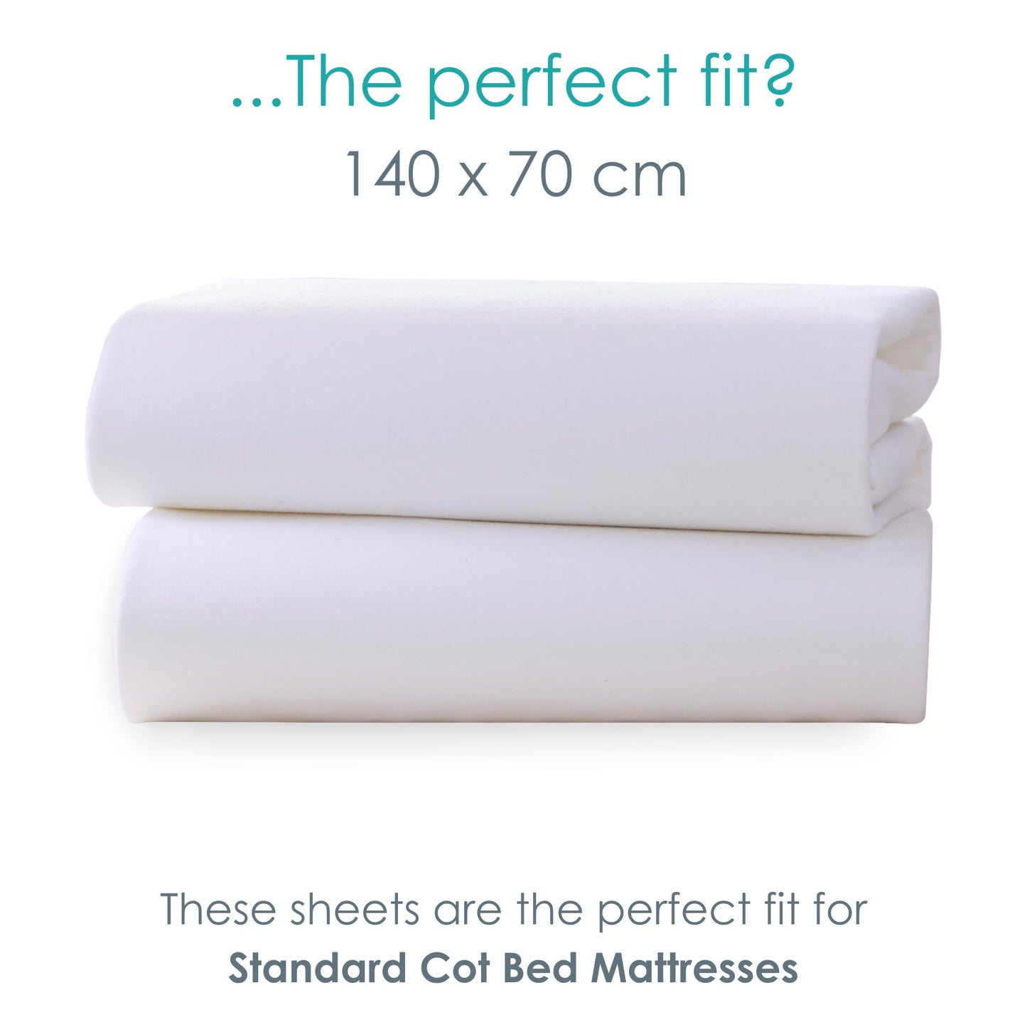 Clair de Lune Cot Bed Fitted Sheet 2 Pack 100% Cotton Jersey Sheets 70 x 140 cm White