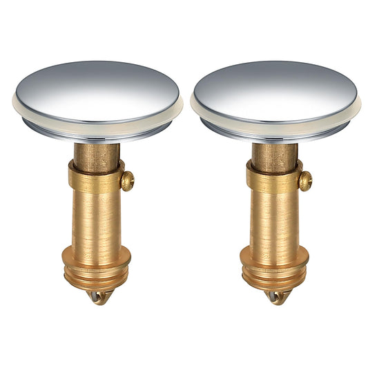 2Pcs Pop Up Sink Plugs, Bathroom Push Drain Stopper Plugs, 38mm Click Clack Plug Sprung Stopper, Basin Sink Button Plugs for Kitchen Bathroom Washbasin Bath, Solid Brass Chrome Plating 2