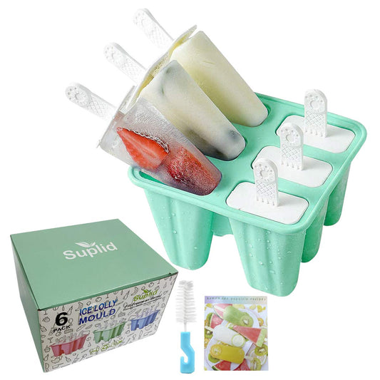 Ice Lolly Mould 6 Pieces Reusable Silicone Popsicle Mold Easy to Remove Ice Lolly Maker - BPA Free Ice Pop Mould Green