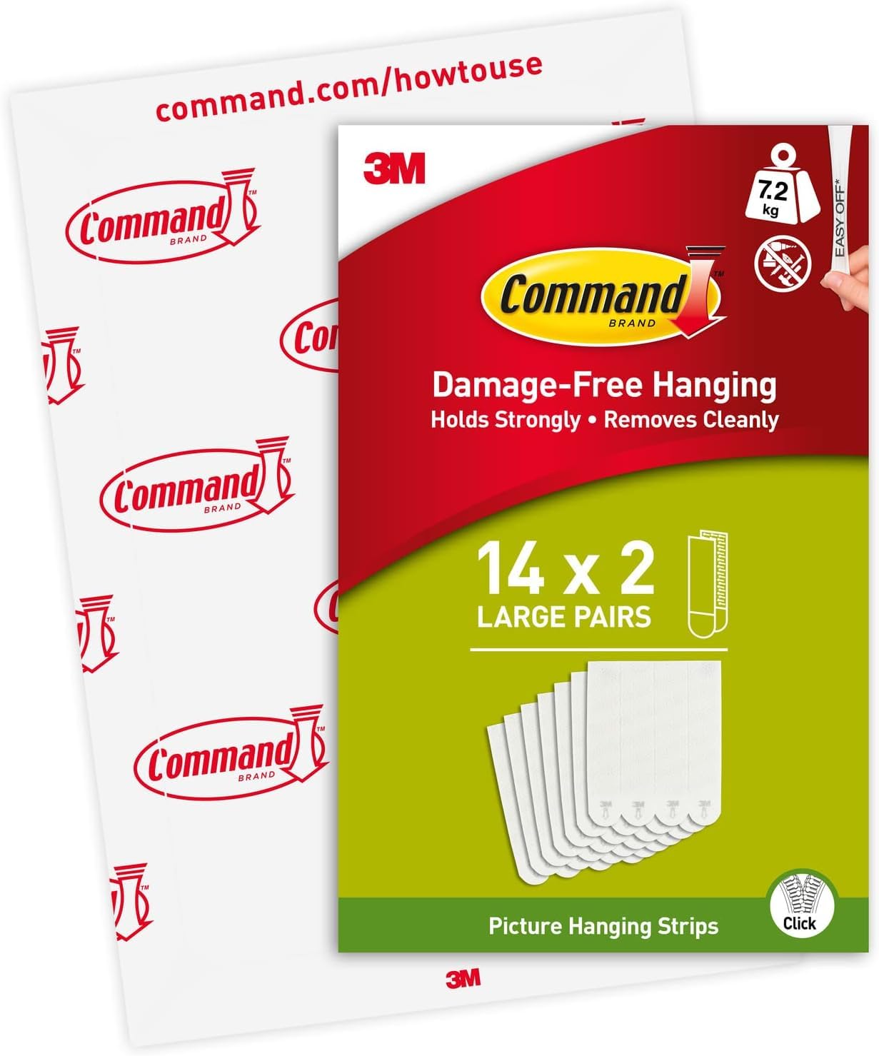 Command Picture Hanging Strips, Value Pack - 14 x 2 Large Adhesive Strips - For Pictures, Frames, Mirrors, Wall décor - Damage Free Hanging Friendly shipping - made in EU