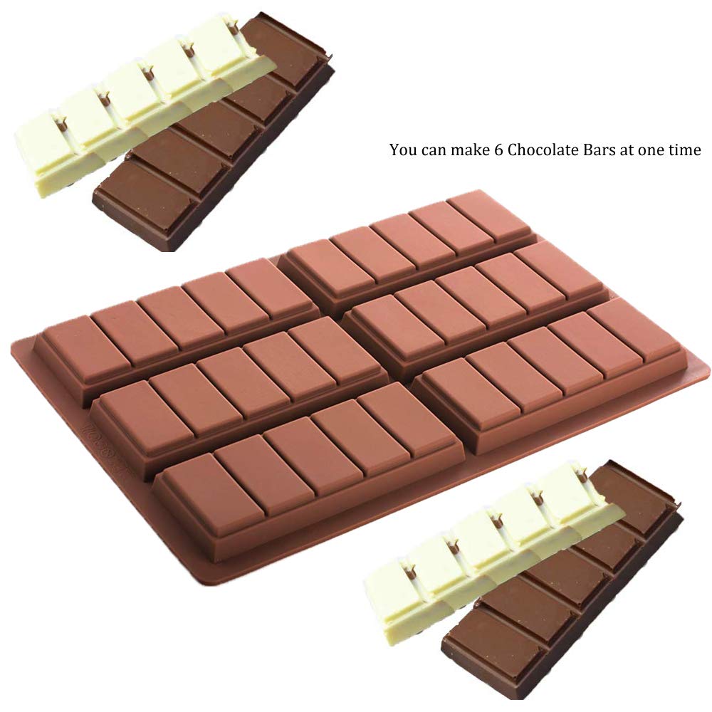 Silicone Moulds Chocolate Bar Sweet Moulds Candy Moulds Jelly Moulds Rectangle Baking Silicon Bakeware Mold Shape Soap Wax Melts Flexible Baking Mould (6 Cell 5 Section) 6 Cell 5 Section