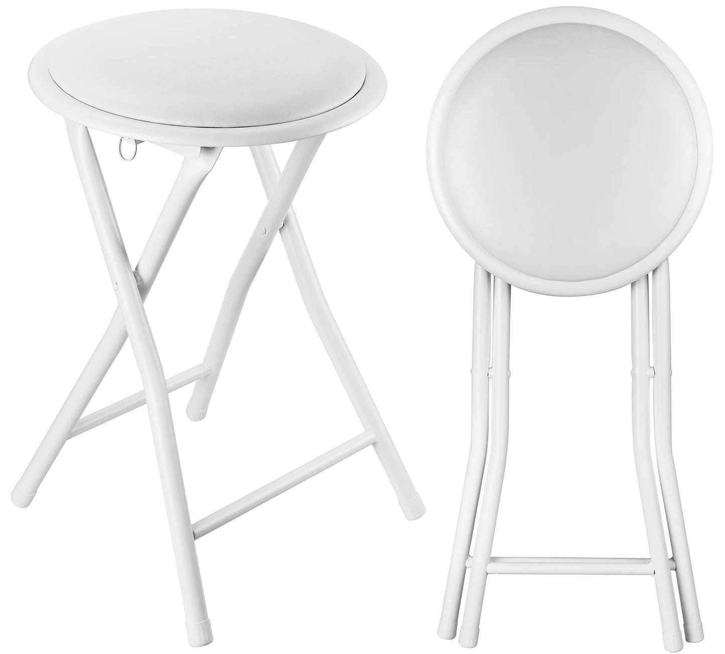 Nyxi Round Compact Folding Stool Chair for Home Office (1 X Stool, White) 1 X Stool