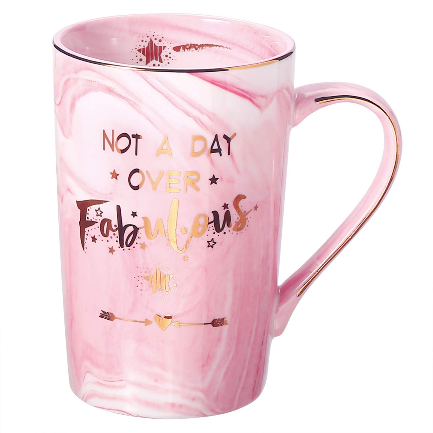 Birthday Gifts for Women Not A Day Over Fabulous Mug Mothers Day Gifts for Her Birthday Gifts for Her, BFF, Best Friends, Wife, Mom, Daughter, Sister, Aunt, 14 OZ Ceramic Marble Mug (Pink-Not a Day) Pink-not a Day