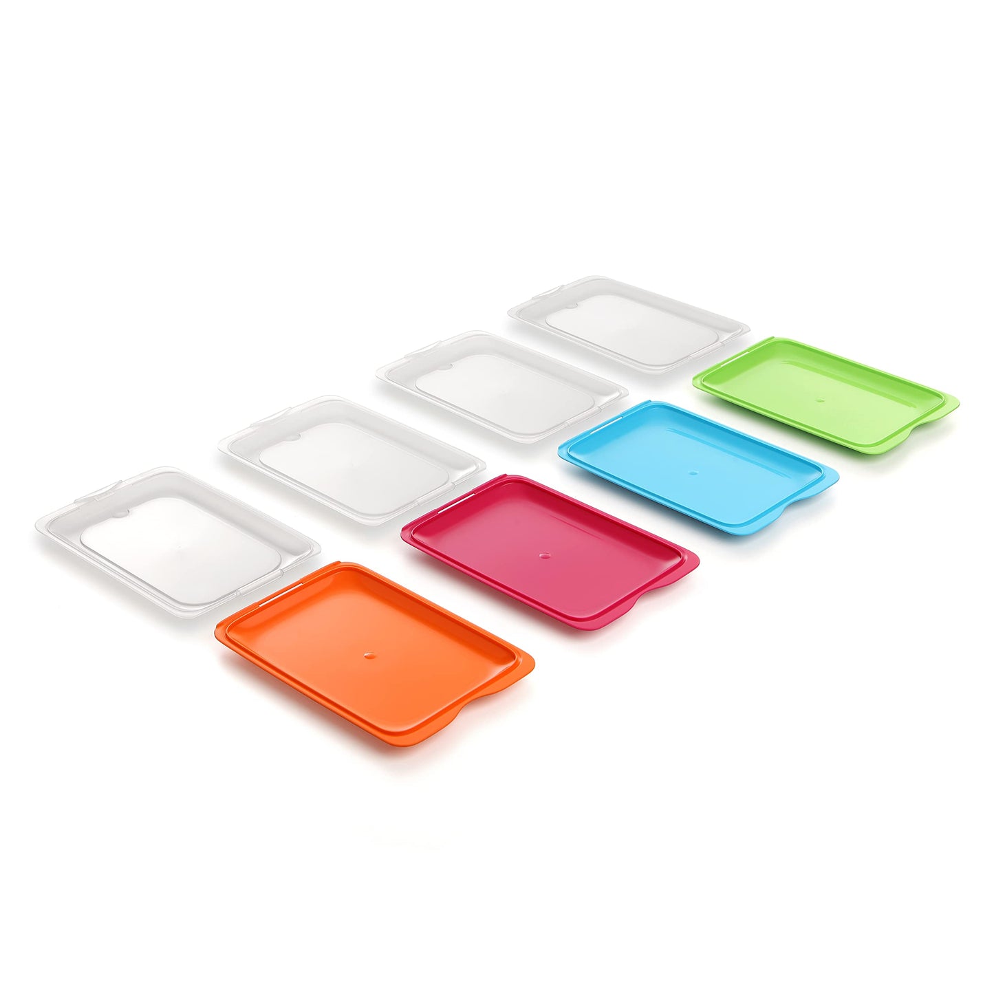 TATAY Set 4 cold meat container, with lid and body removed, in four colours, reusable and stackable, made of BpA-free plastic Set of 4 Fridge boxes - Set 4