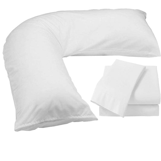 Adam Home V Pillow with Pillowcase Extra Filled Hollow Fiber for Neck Support, Maternity Pregnancy & Nursing, Super Soft Comfortable