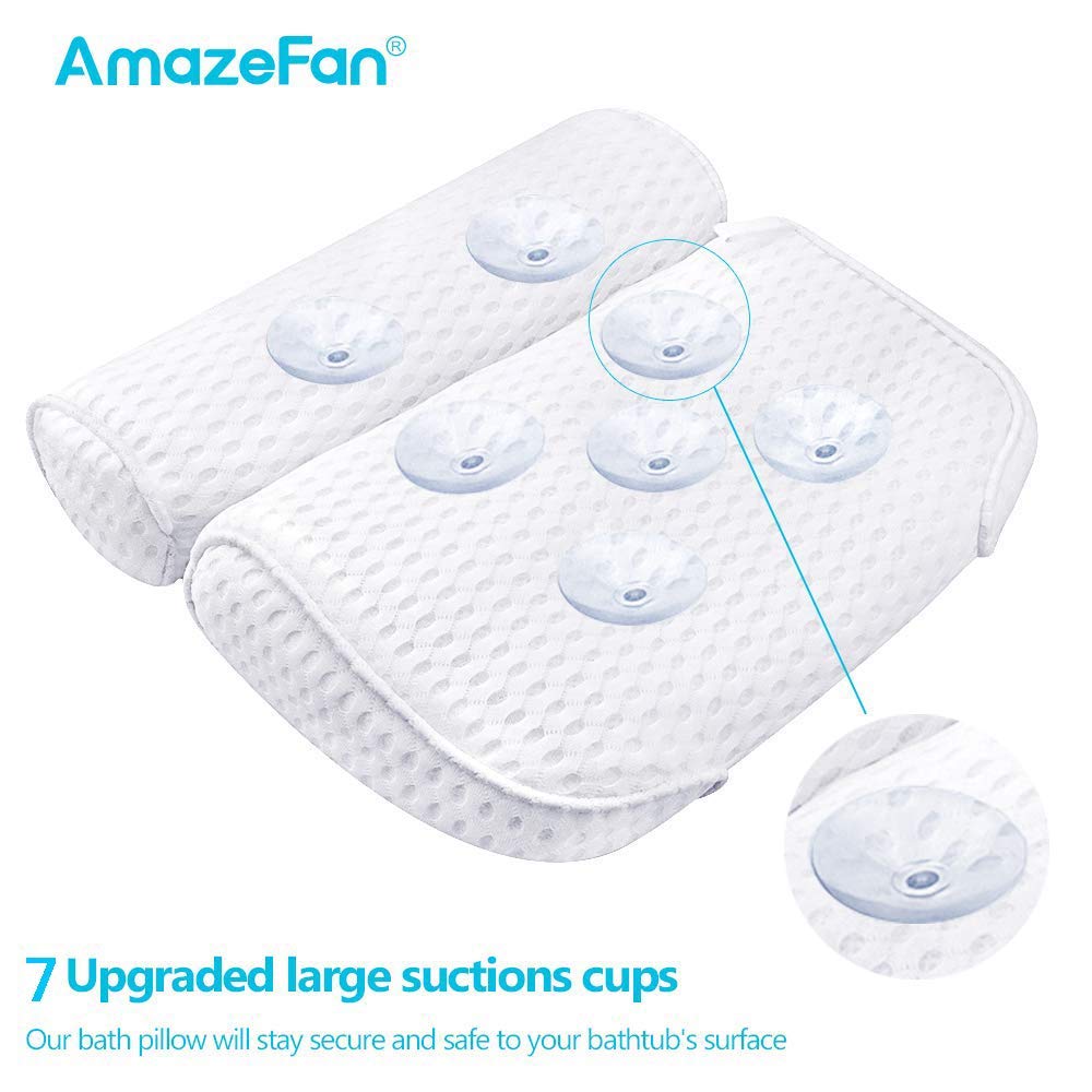 Bath Pillow with 6 Suction Cups, Bathtub Spa Pillow with 4D Air Mesh Technology, Helps Support Head, Back, Shoulder and Neck, Fits All Bathtub, Hot Tub, Jacuzzi and Home Spa