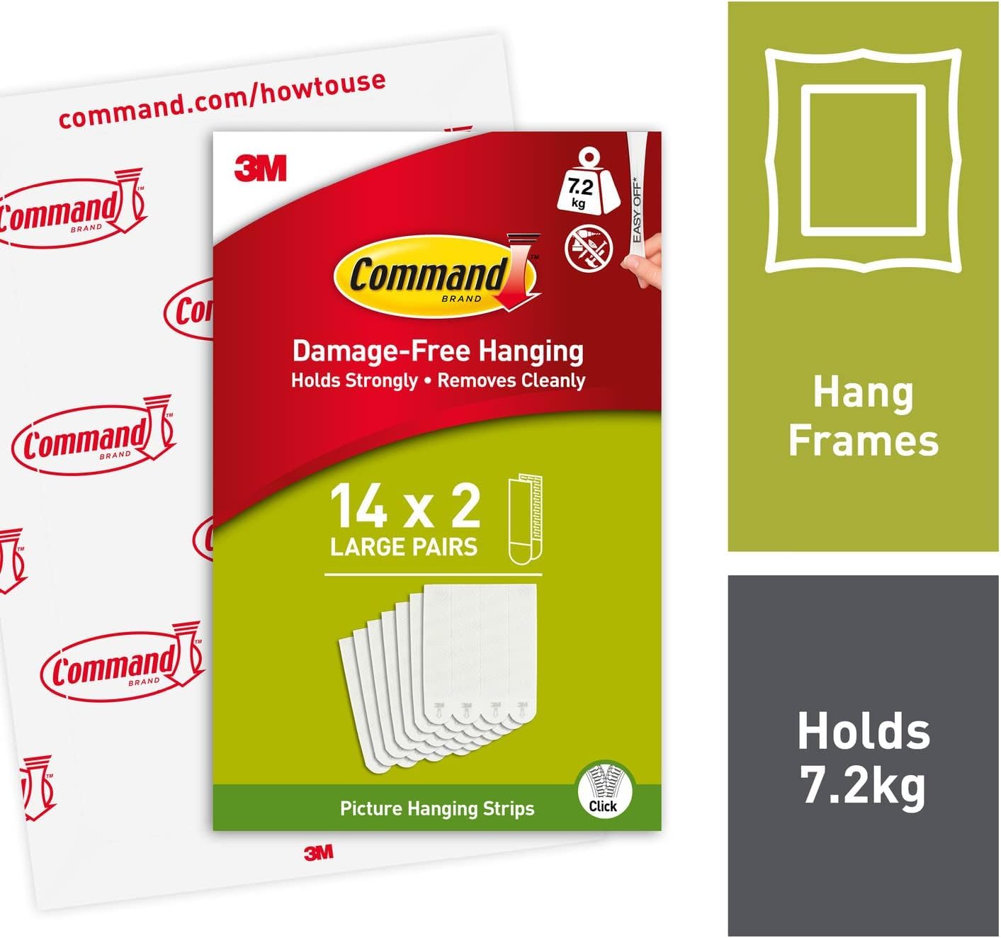 Command Picture Hanging Strips, Value Pack - 14 x 2 Large Adhesive Strips - For Pictures, Frames, Mirrors, Wall décor - Damage Free Hanging Friendly shipping - made in EU