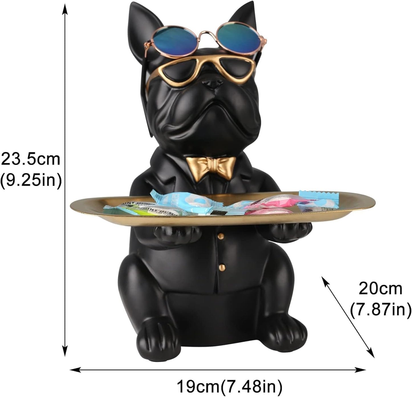 suruim Resin Bulldog Desk Storage Tray Statue Coin Piggy Bank Storage Animal Sculpture Table Decoration Multifunction Office Home Decor Coin Piggy Bank Storage (Black) Black