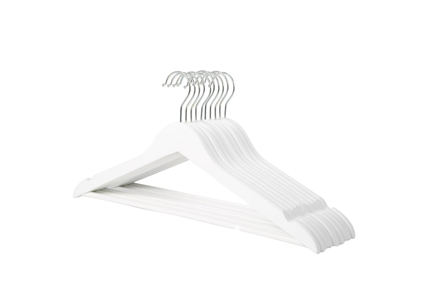 Amazon Basics Wood Suit Clothes Hangers, 10-Pack, 44 cm, White