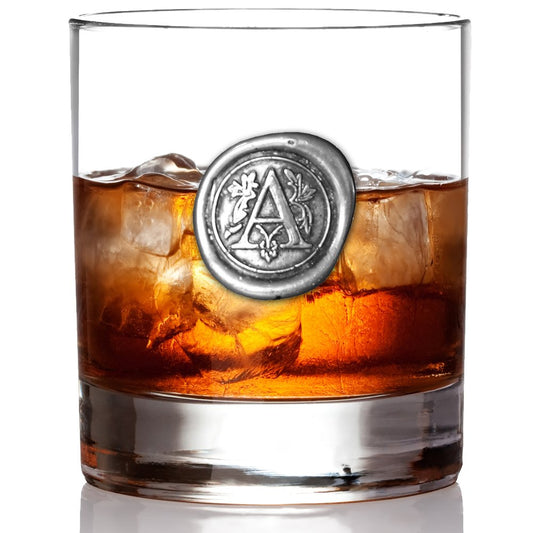 English Pewter Company 11oz Whisky Glass Tumbler with Monogram Initial - Personalised Gift with Your Choice of Initial (A) [MON101] A