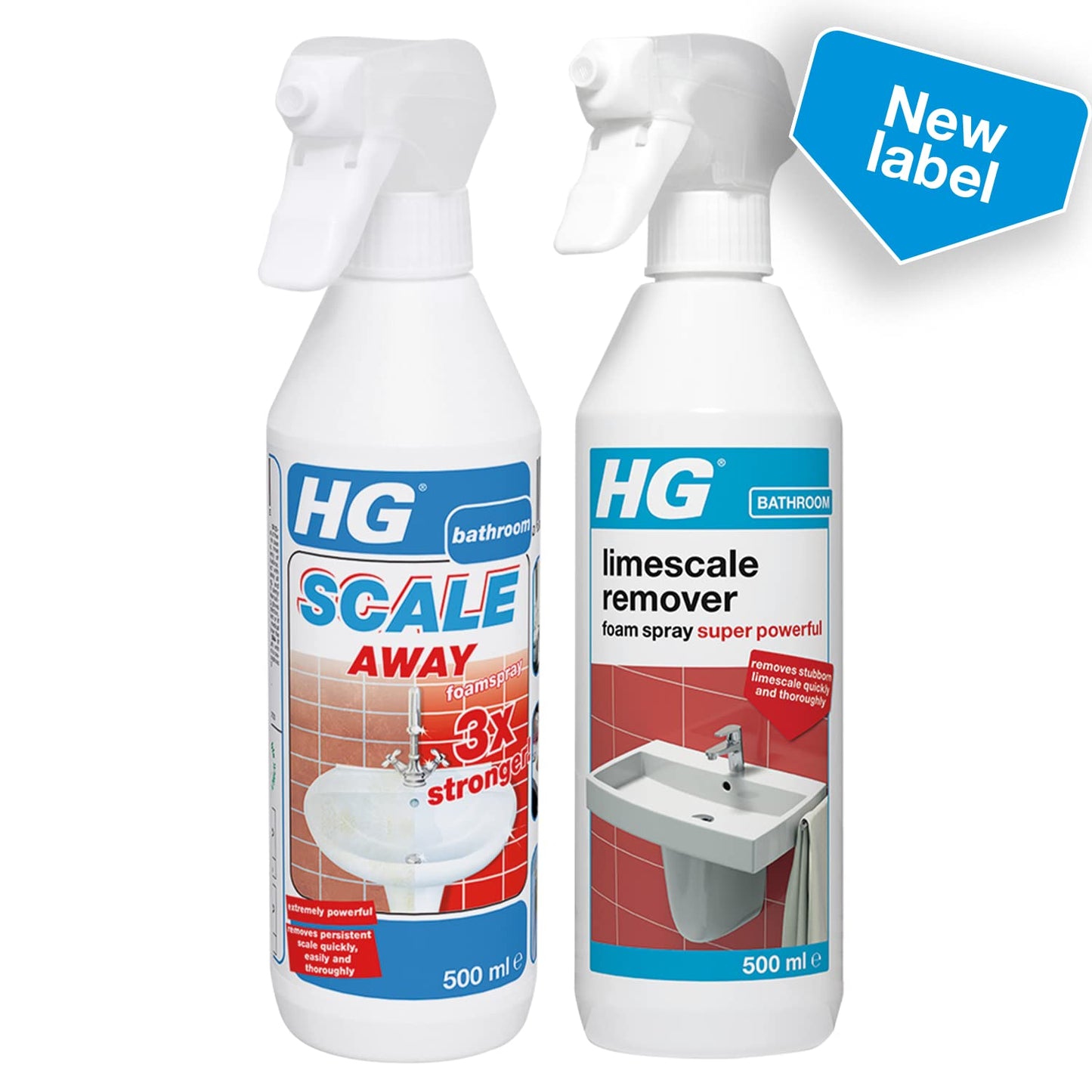 HG Limescale Remover Foam Spray Super Powerful, Sink Tap & Toilet Limescale Remover, Bathroom Cleaner & Descaler for Shower Heads, Chrome, Baths & Screens - 500ml