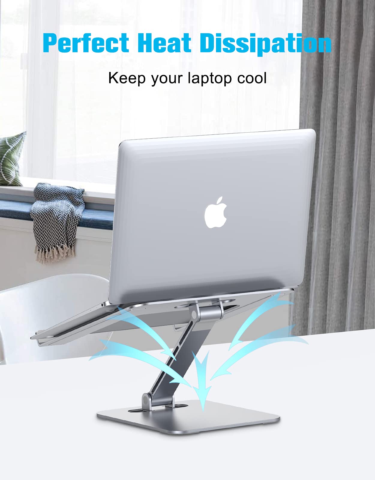 Babacom Laptop Stand Lap Desk, Ergonomic Foldable Computer Stand with Adjustable Height, Ventilated Aluminium Alloy Riser Compatible with MacBook Air, Pro, Dell XPS, All 10-16" Laptops (Silver) Silver