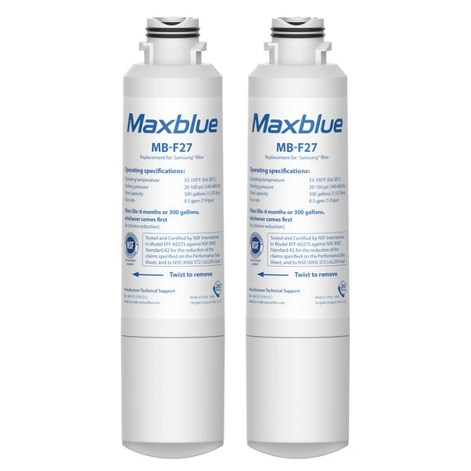 2X Maxblue DA29-00020B Fridge Water Filter, Compatible with Samsung DA29-00020B, HAF-CIN EXP, DA29-00020A, DA29-00019A, DA97-08006, DA97-08043ABC, Kenmore 46-9101, AP5271937, REFSVC, HDX-FMS-2 2 Count (Pack of 1)