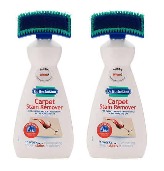 2 x Dr. Beckmann Carpet Stain Remover with Brush Perfect for Carpets and Soft Furnishings 650ml