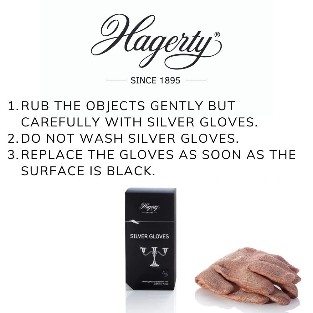 Hagerty Silver Gloves Silver cleaning gloves with tarnish protection 1 pair I Impregnated cotton polishing gloves I Practical silver gloves for cleaning silver and silver-plated metal