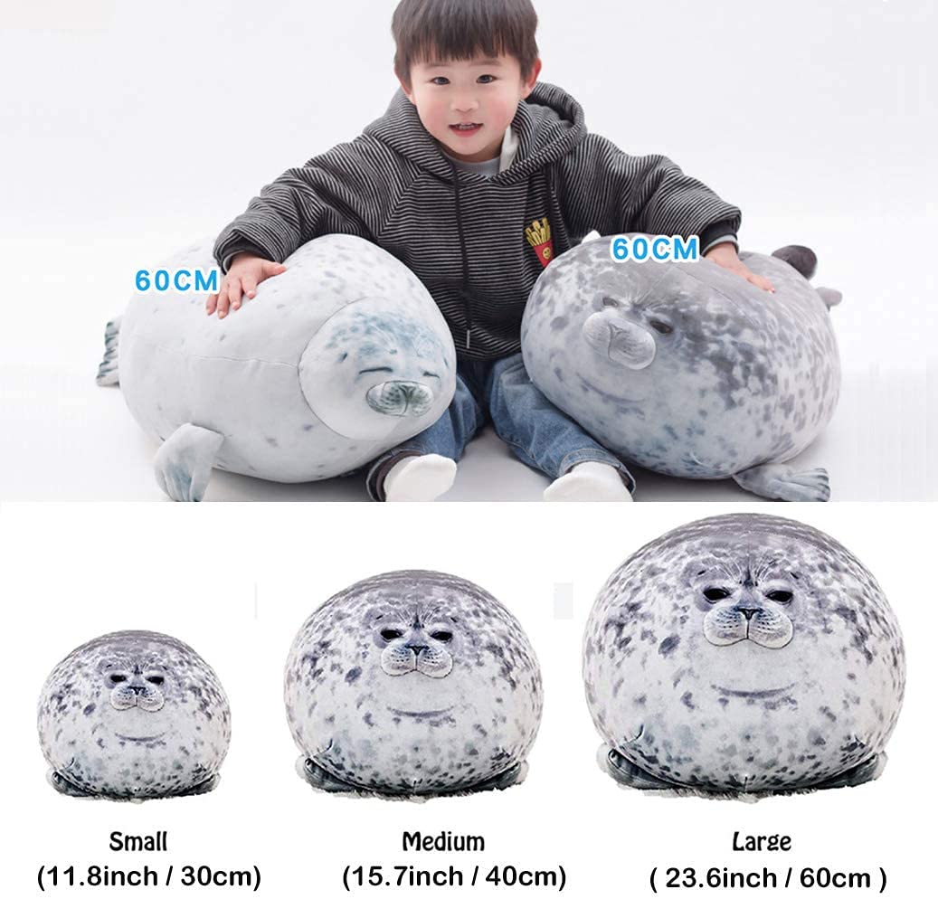 RUNYA Blob Seal Pillow Cute Chubby Seal Plush Toy Stuffed Animals L(23.6in) Style-a