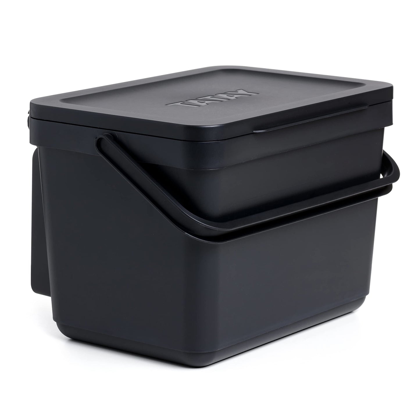 TATAY Kitchen Food Waste Compost Caddy Bin with Holder, 6L Capacity, Polypropylene, Made from 100% Recycled Materials, Black Colour. Measures 26,5 x 20,5 x 18,5 cm (1105615) 6l Black