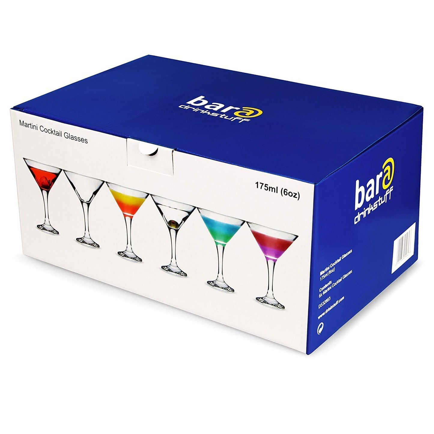 bar@drinkstuff Essence Martini Cocktail Glasses 175ml - Set of 6 - Gift Boxed Classic V Shaped Martini Glasses for Serving Cocktails 6 Count (Pack of 1)