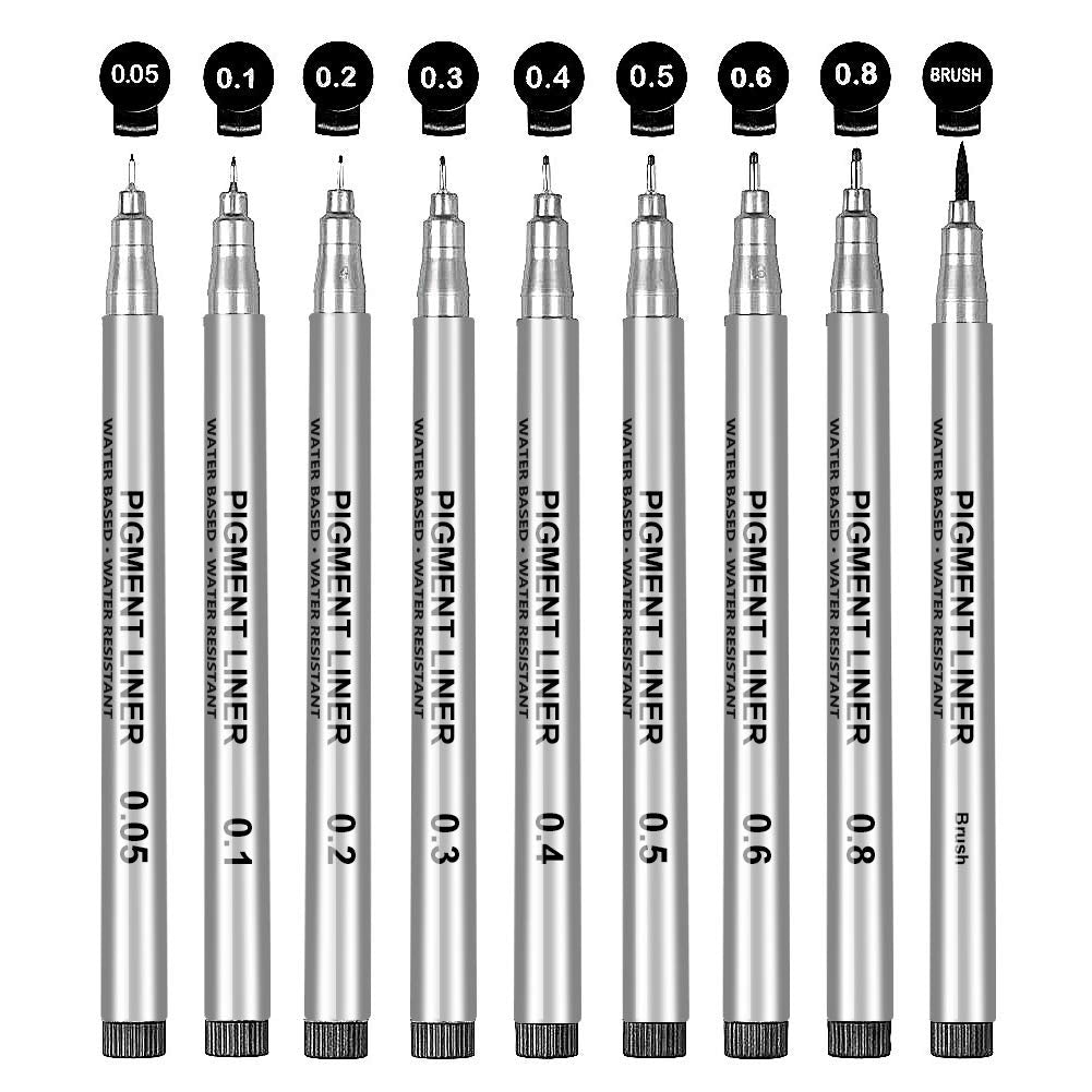 APOGO Black Fineliner Pens Art Pens Fineliners Black Pens Drawing Pens for Artists, Art Supplies Stationary Supplies Writing Pens, Micro Liner Pens for Manga Ketch Book Anime Technical illustration