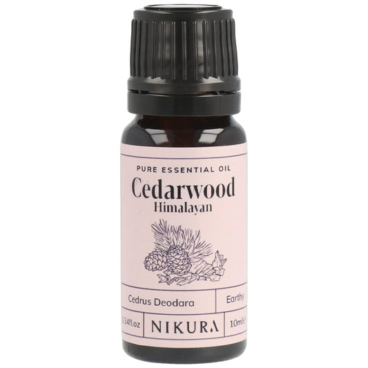 Nikura Cedarwood (Himalayan) Essential Oil - 10ml | 100% Pure Natural Oils | Perfect for Aromatherapy, Diffusers, Humidifier, Bath | Great for Repelling Moths, Insects, Focus | Vegan & UK Made 10 ml (Pack of 1)