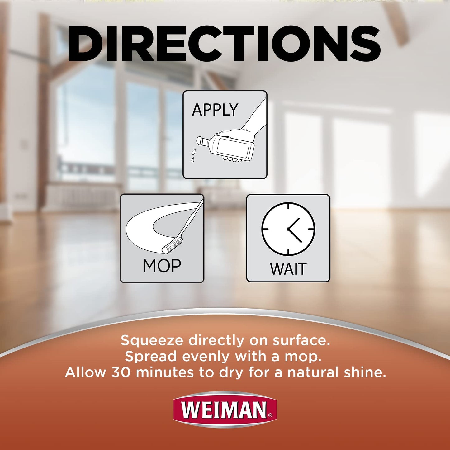 Weiman Wood Floor Polish and Restorer - 32 Ounce - High-Traffic Hardwood Floor, Natural Shine, Removes Scratches, Leaves Protective Layer, Packaging May Vary