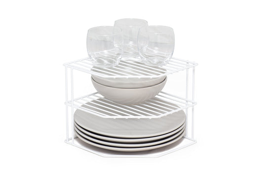 simplywire – 3 Tier Plate Rack - Kitchen Cupboard Organiser – White 1 Pack