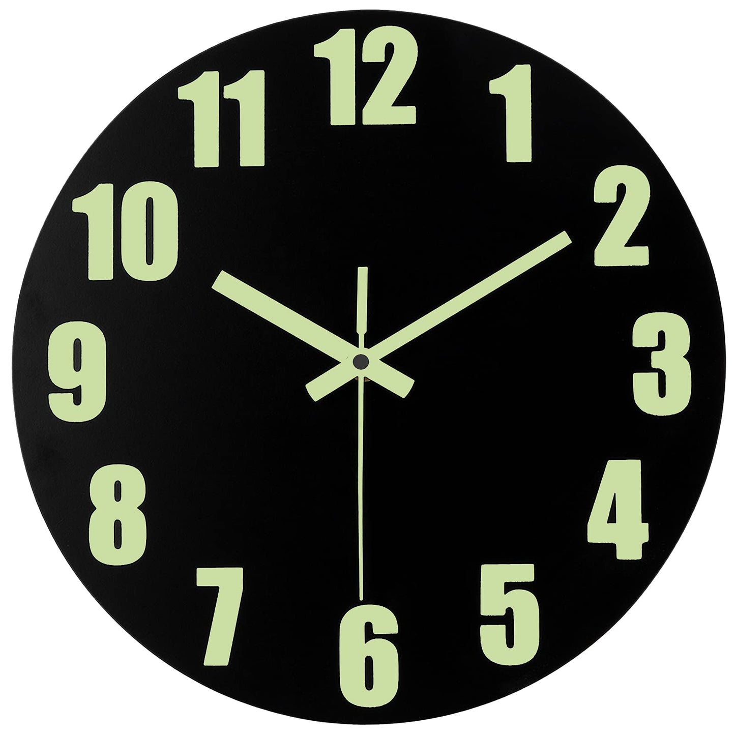 DIYZON Luminous Wall Clock, 16'' Wooden Wall Clocks with Silent Movement and Glowing up Function, No Glass Village Wall Clock Decorative Bedroom, Kitchen, Office, Battery Operated Black 16 Inch