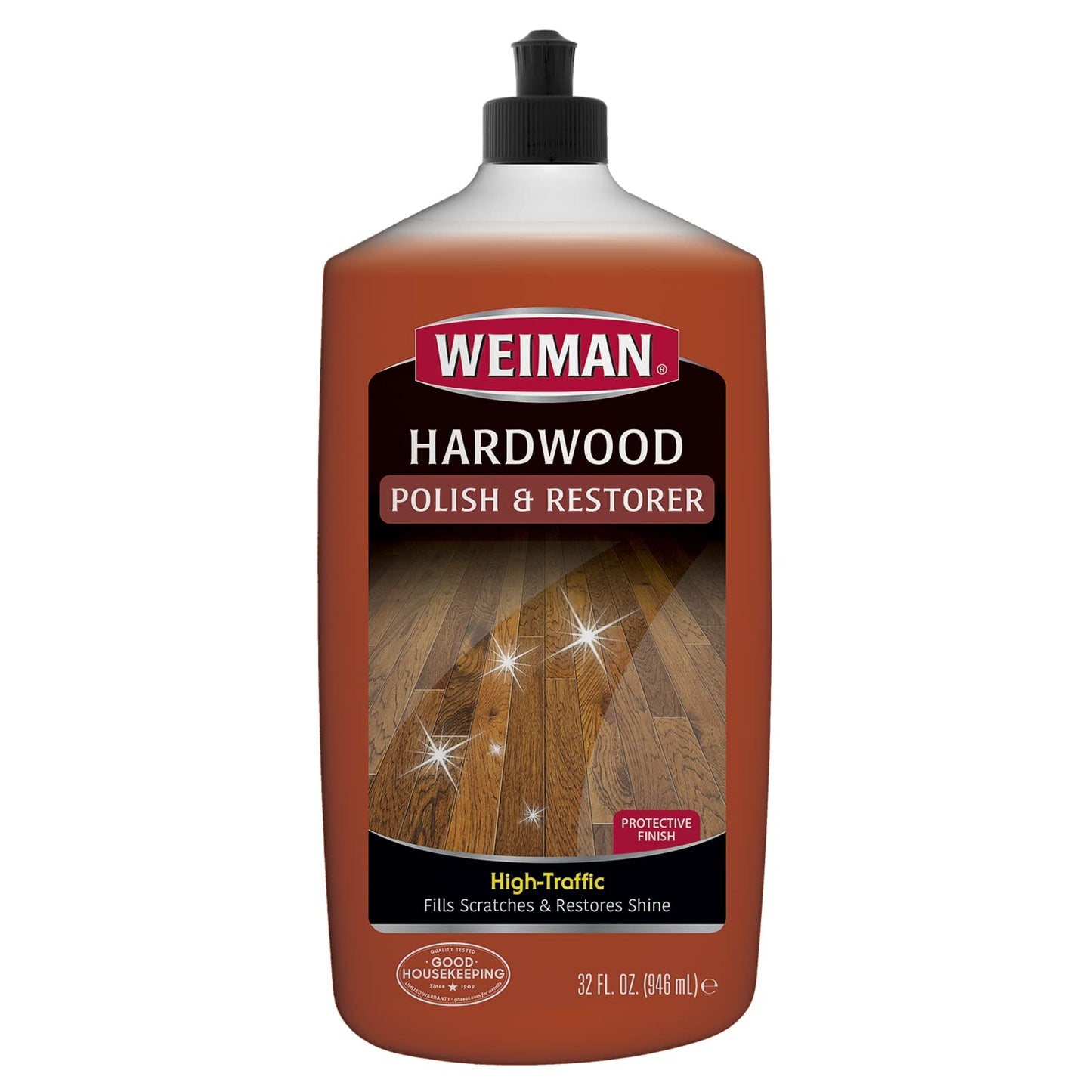 Weiman Wood Floor Polish and Restorer - 32 Ounce - High-Traffic Hardwood Floor, Natural Shine, Removes Scratches, Leaves Protective Layer, Packaging May Vary