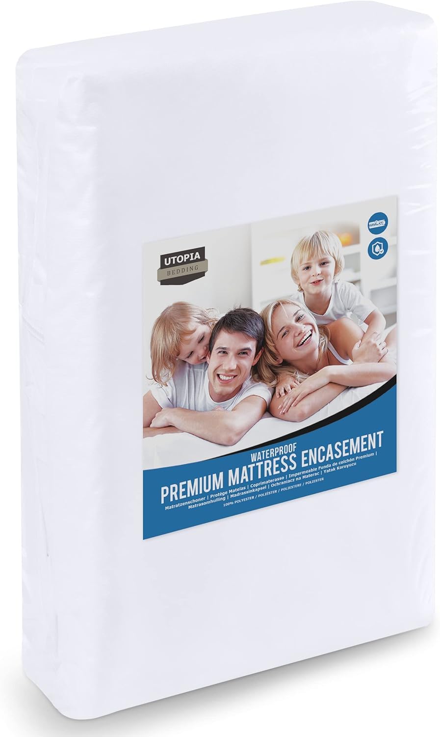 Utopia Bedding Waterproof Mattress Encasement - Double Bed 135 x 190 x 30 cm, Premium Zippered Mattress Protector, Bed Bug and Dust Mite Proof Mattress Cover - White Double - 135x190x30 cm