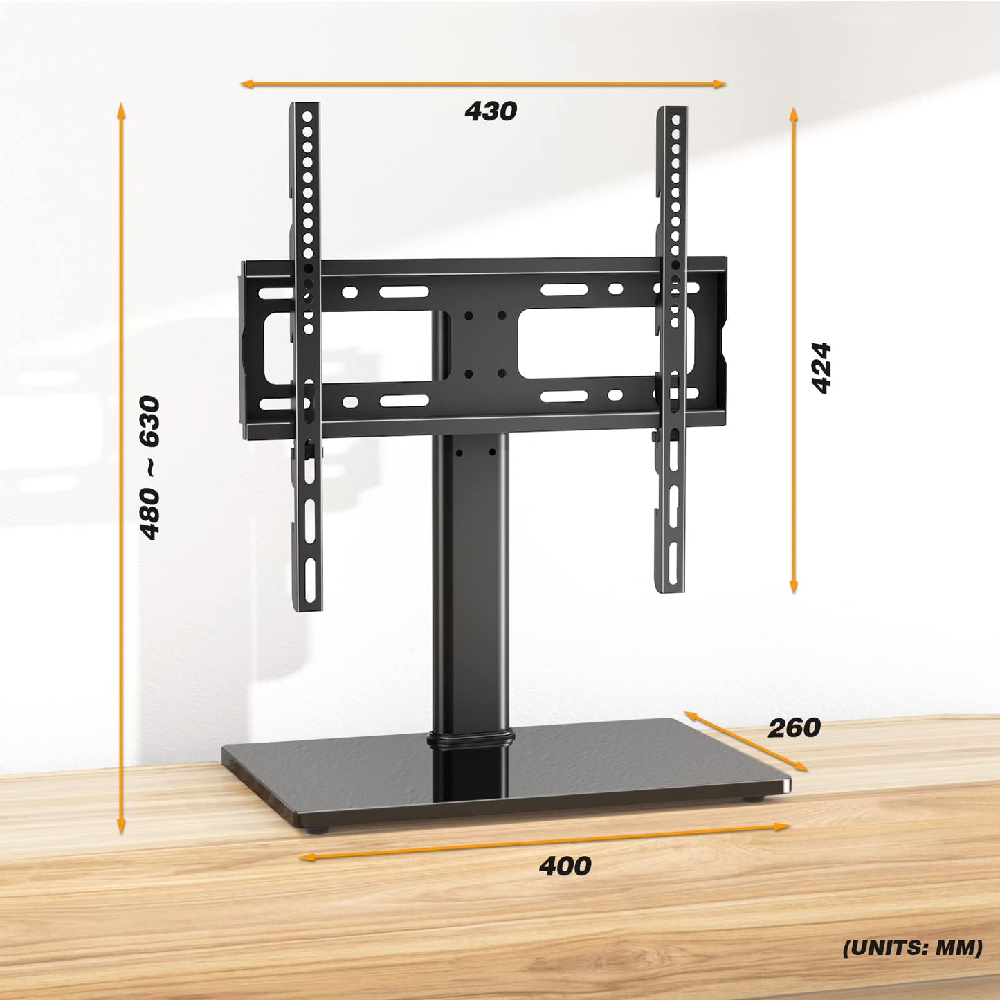 Universal Table Top TV Stand - Swivel TV Stand Base for 26-55 inch LCD/LED/OLED/Plasma TVs with Bracket Height Adjustable Max. VESA 400x400mm up to 40KG