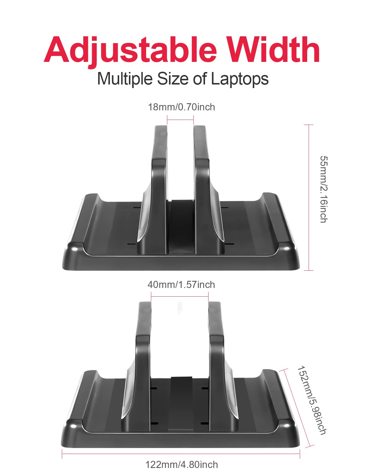 VAYDEER Vertical Laptop Stand Holder Adjustable Desktop ABS Notebook Dock 3-in-1 Space-Saving for All MacBook Pro Air, Mac,HP, Dell, Microsoft Surface,Lenovo, up to 17.3 inch Single Slot