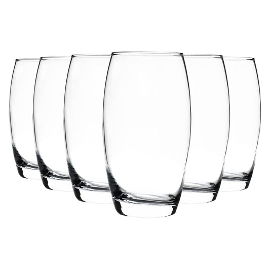 6x 510ml Hiball Glasses - 'Tondo' Range - Modern Highball Cocktail Juice Water Tall Drinking Tumblers - Dishwasher Safe - By Argon Tableware