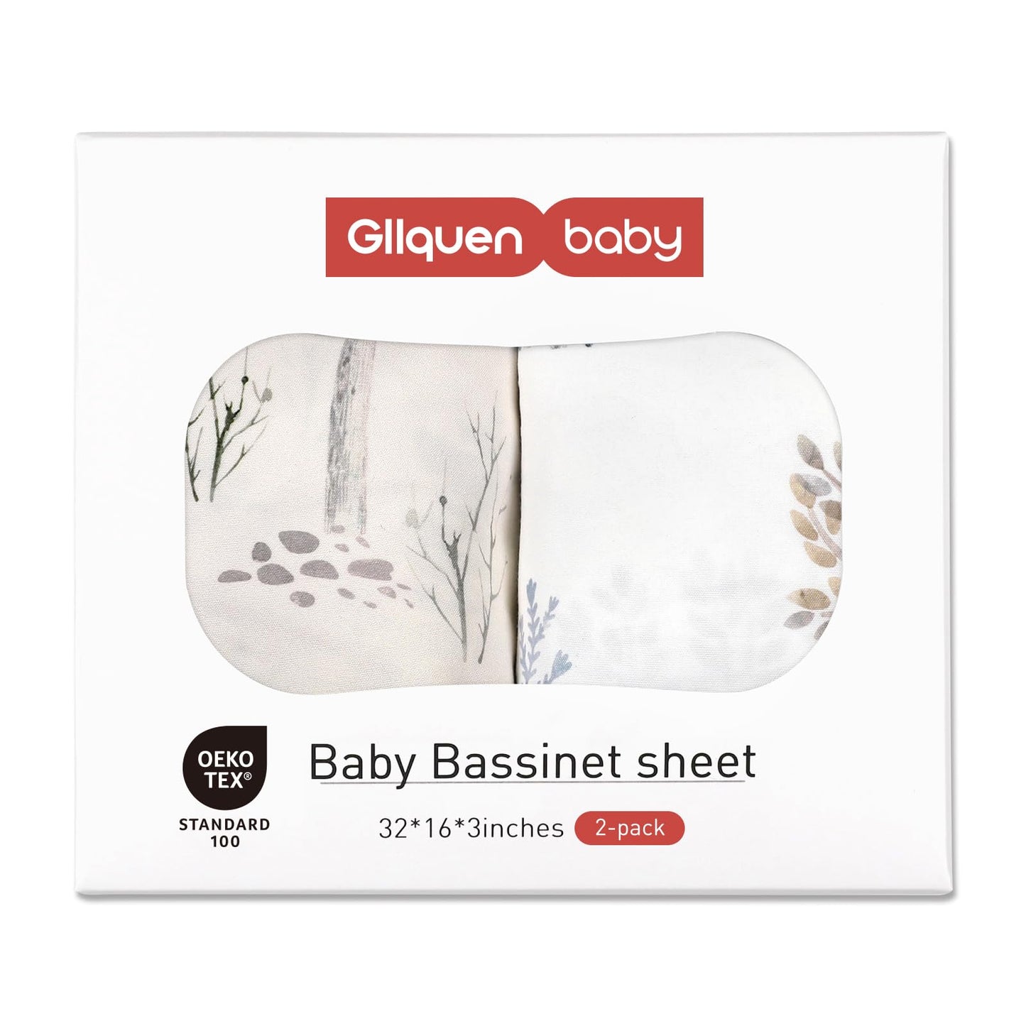 GLLQUEN BABY 2 Pack Moses Basket Fitted Sheets, Newborn Pram Sheets Fitted, 100% Microfiber Oeko-tex100 Cozy and Breathable Crib Baby Bassinet Sheets for Boy and Girl, Easy Care Soft Fitted Sheet Tree