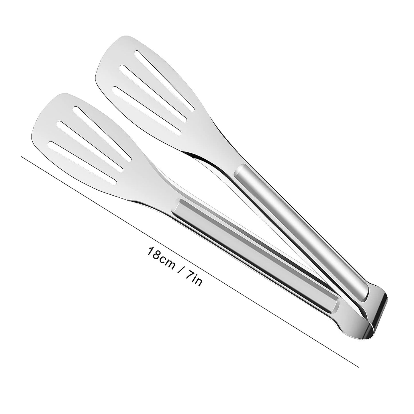 8 Pack Serving Tongs Buffet, 7 Inch Salad Tongs Server Kitchen Tongs, Stainless Steel Small Cooking BBQ Tongs Bread Cake Tongs for Wedding Birthday Party Candy Bar Utensils A