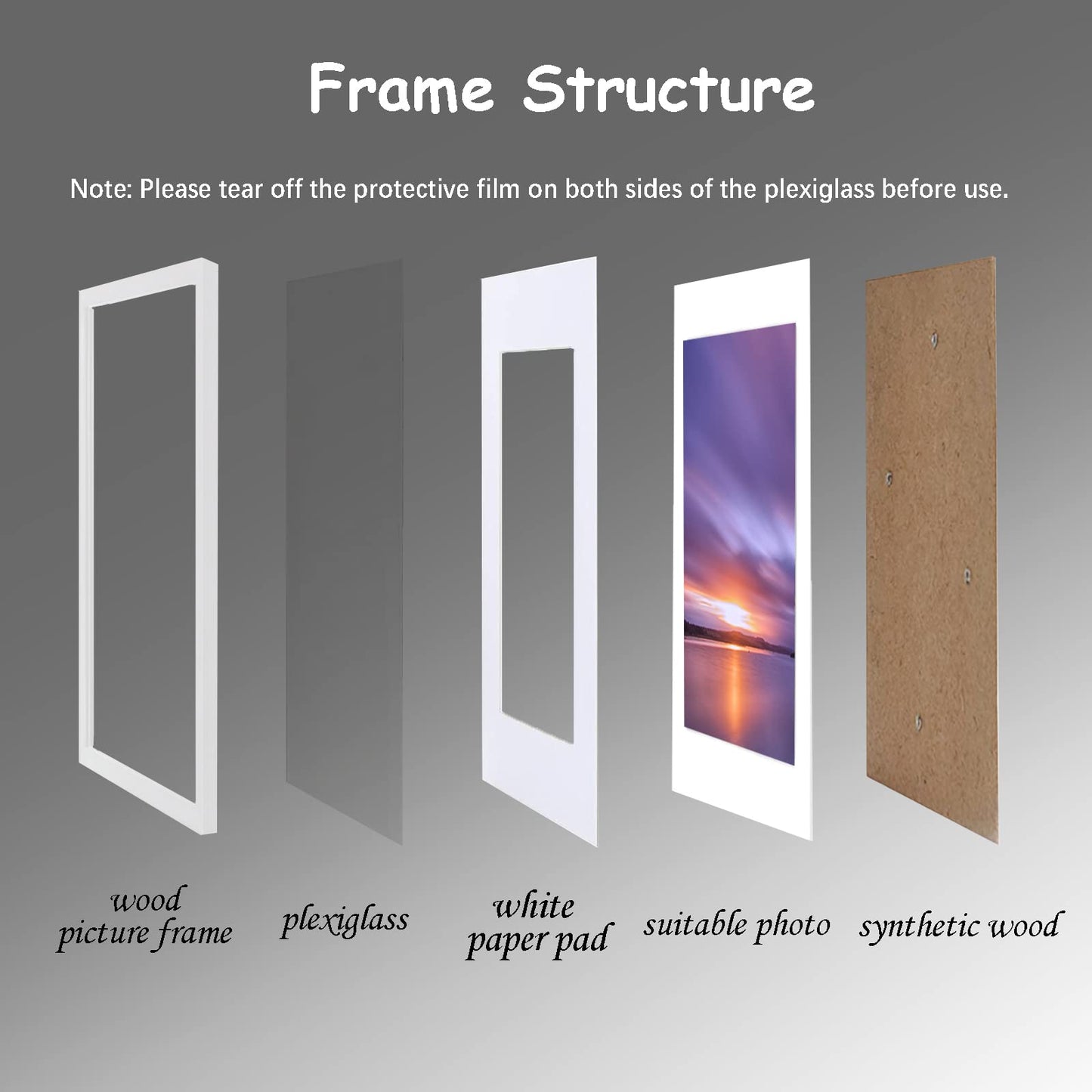 A4 Frame Wooden Set of 4, A4 Photo Frames with A5 Mount, A4 Picture Frames with Stand Tabletop or Wall Hanging, A4 White Frame Poster Frame with Plexiglass Window, White A4-4P