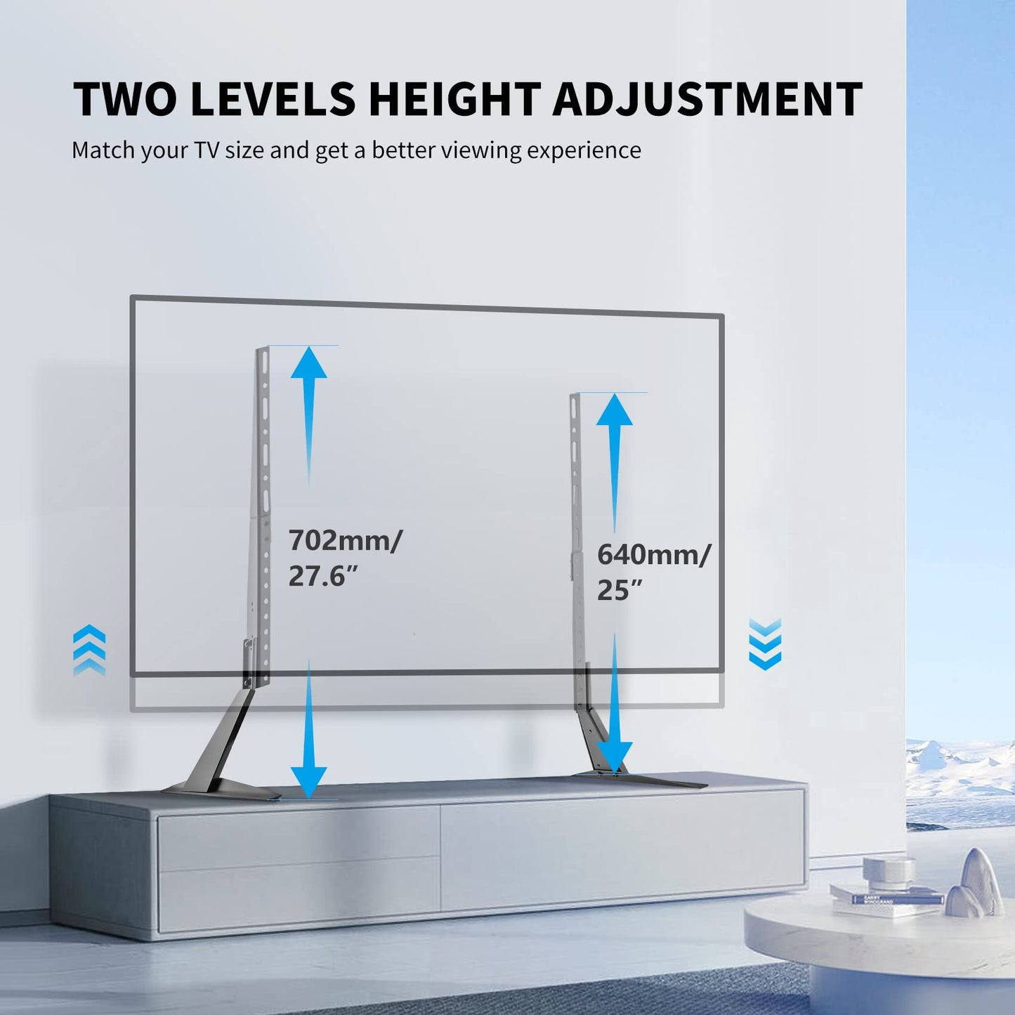 suptek Universal TV Stand, TV Leg Replacement for Most 22-65 inch LCD/LED/OLED/Plasma TVs, Adjustable Table Top TV Feet for Flat&Curved Screen, VESA up to 800x400mm, Capacity 50kgs 22"-65"