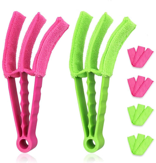 Venetian Blind Cleaner Set of 2, Window Blind Duster Brush Cleaner Tool Removable Washable with 6 Microfibre Sleeves for Venetian Blinds Air Conditioner Car AC Vent & More 1