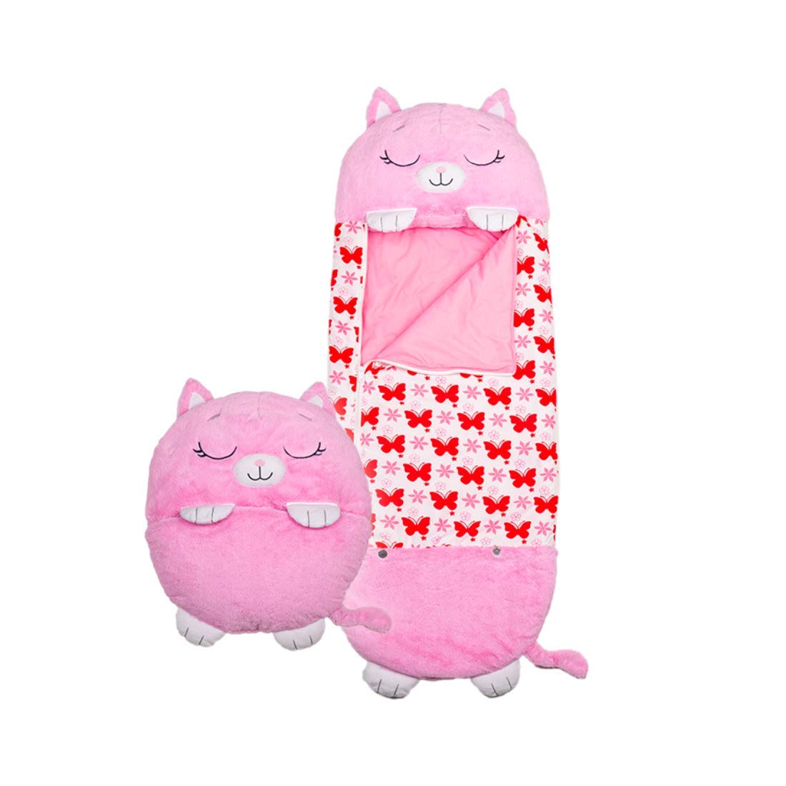 High Street TV Happy Nappers Sleeping Bags For Girls And Boys - Large & Medium Character Sleeping Bags And Play Pillows M Pink Kitty