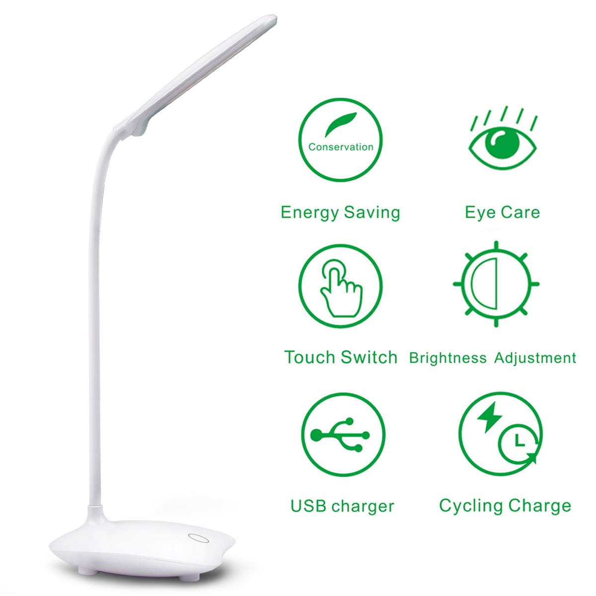 SIN&MI Desk Lamp Eye Protection LED Lamp Flexible Bedside Table Desk Lamp LED Reading Desk Light White 3W