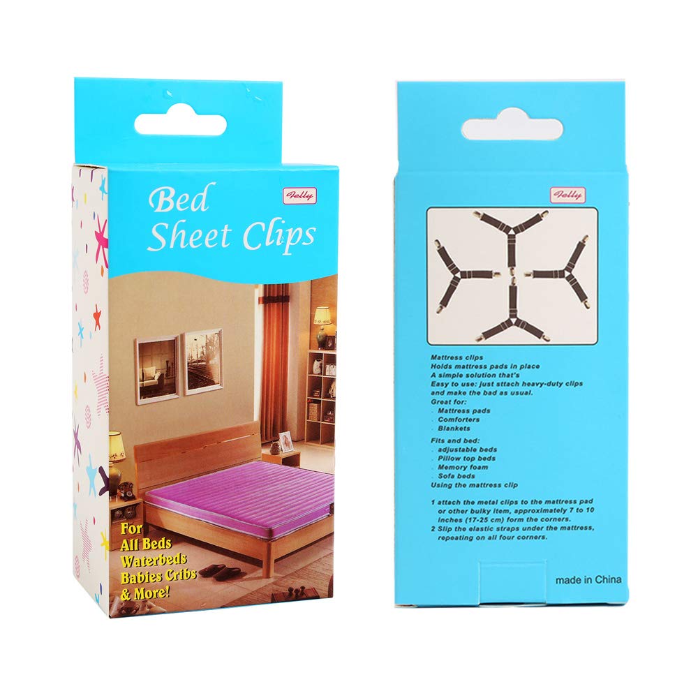 Felly Bed Sheet Clips 4 Pack Triangle Bed Sheet Straps Fasteners Set 3 Ways Mattress Corner Suspenders Grippers Holders White