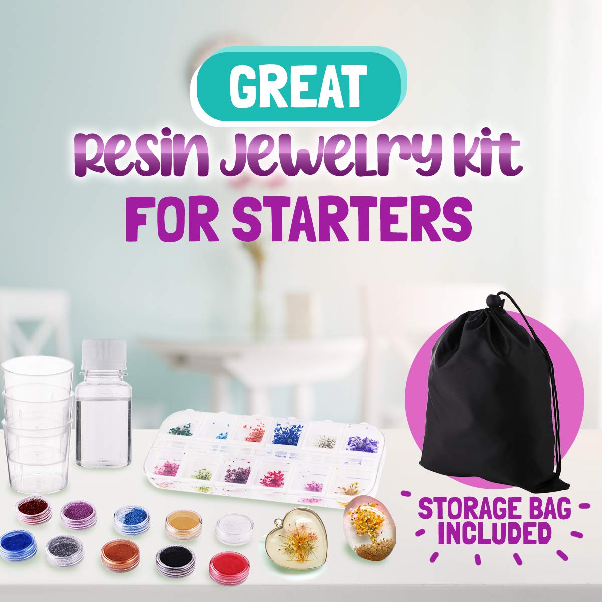 Goody King Resin Jewelry Making Kit for Beginners with Molds and Resin Making Supplies - Silicone Casting Tools Set and Clear Epoxy Resin Kits for DIY Craft Easter Gifts for Kids & Adults Standard