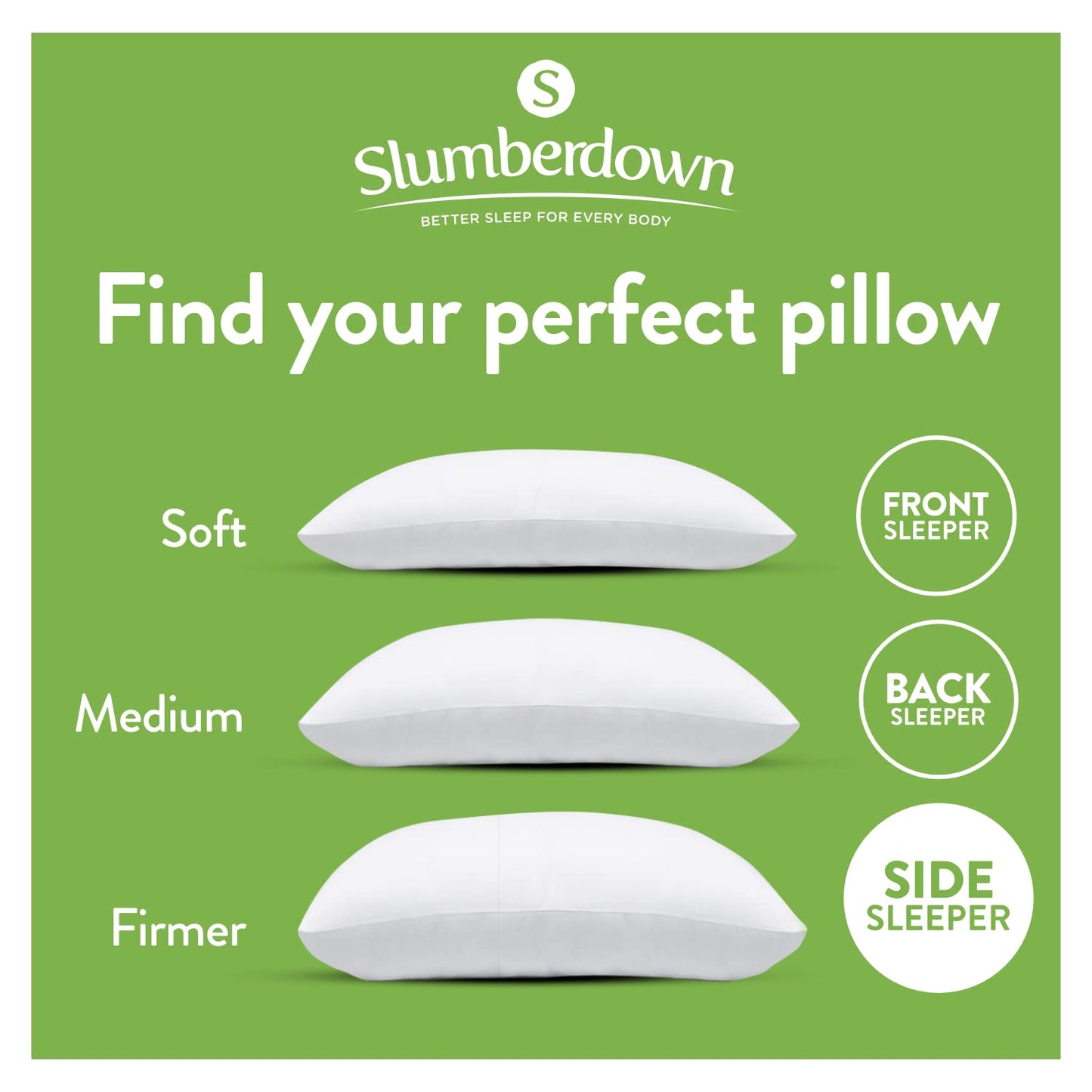 Slumberdown Anti Allergy Super Support Pillows 4 Pack - Firm Support Side Sleeper Pillows for Neck and Shoulder Pain Relief - Supportive, Hypoallergenic, UK Standard Size (48cm x 74cm) 4 Count (Pack of 1)