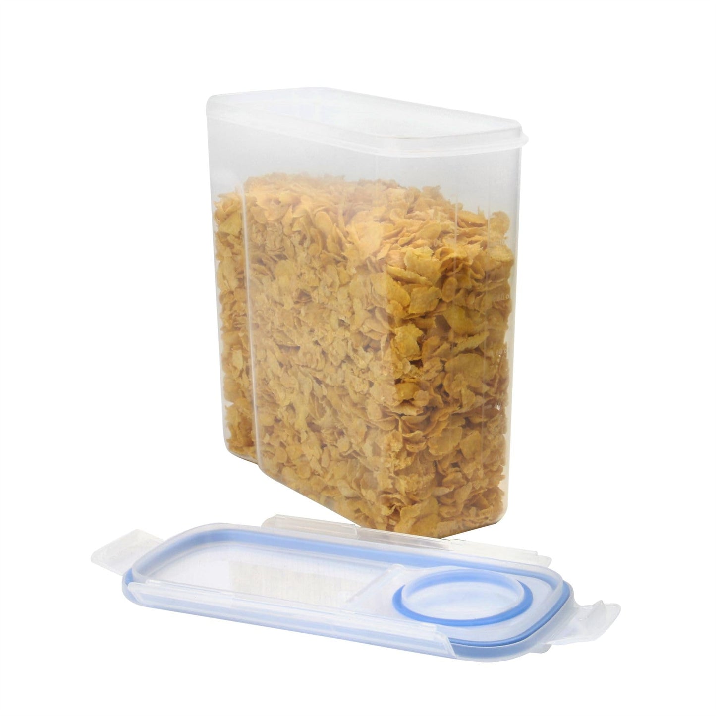 Pukkr Cereal Containers | Airtight Food Storage Dispenser | Kitchen Accessories | Easy Pour Lid | Set of 4 - Labels & Pen Included | Fresh Seal Clips (2.4 Litre) 2.4 Litre