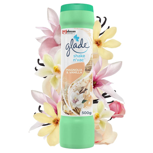 Glade Shake n'Vac Carpet Freshener & Odour Neutraliser, Magnolia & Vanilla, 500g