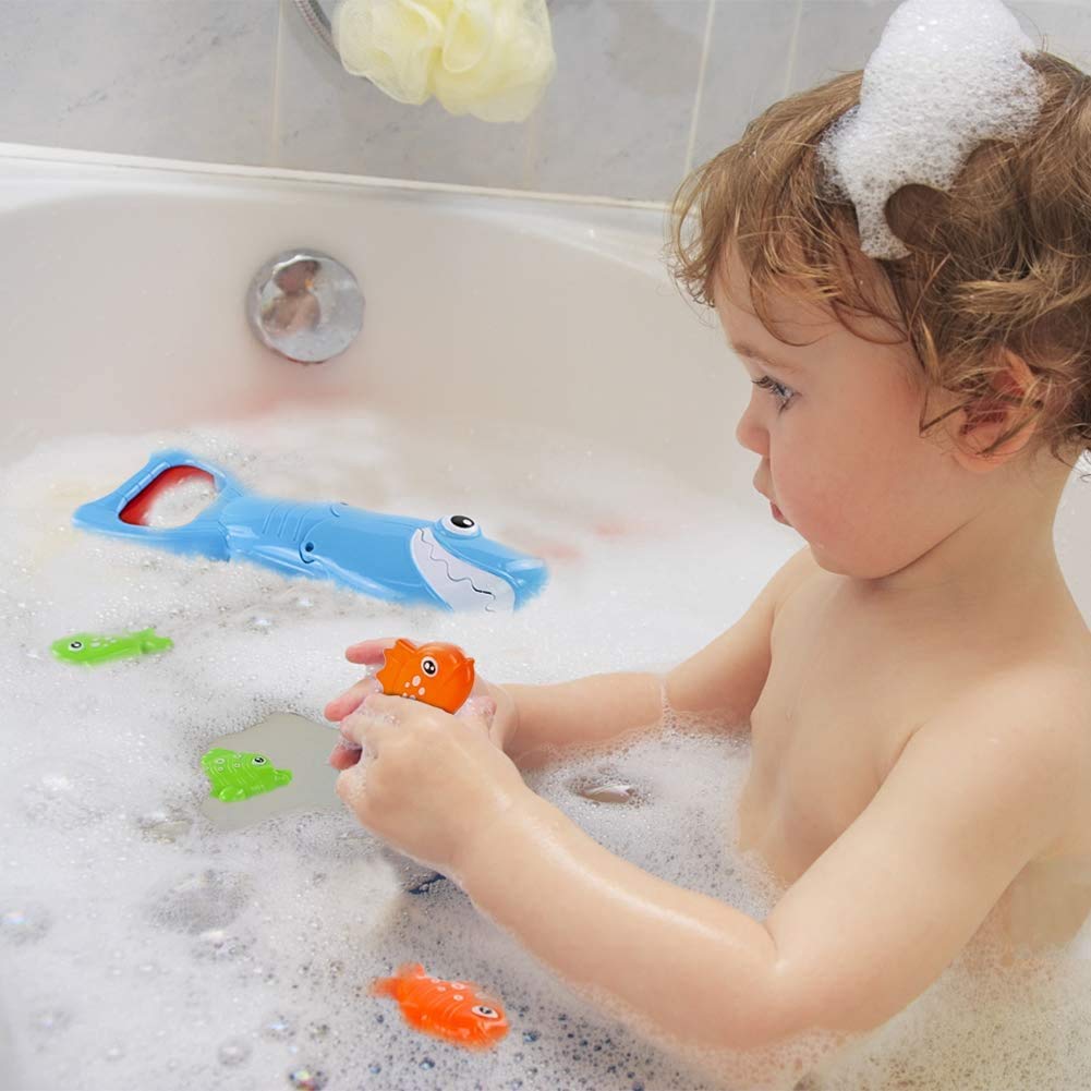 Baby Bath Toys Swimming Pool Shower Gifts Fun Bath Baby Toy for 3+ Year Olds Boy Girl Toddler Summer Bathtub Water Toys Shark Grabber Toy Fish Game Set Bath Toys No Mold for Kids Ages 3 4 5 6 7 8