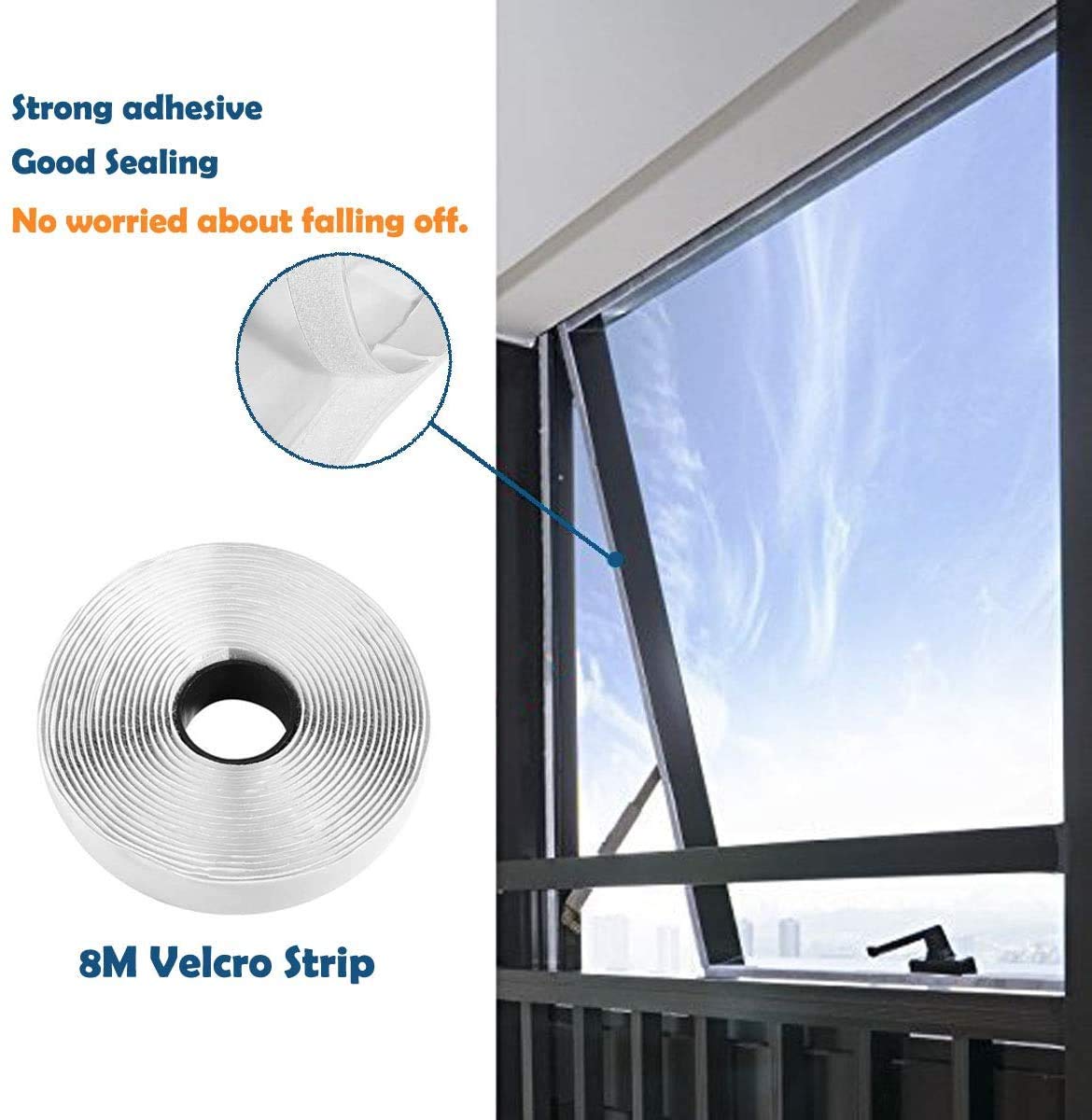 AC Window Seal,Portable Universal Window Kit for Mobile Air Conditioner Unit and Tumble Dryer 400cm/158Inch,Hot Air Stop Air Exchange Guards with Zip and Adhesive Fastener White Window Seal 400CM